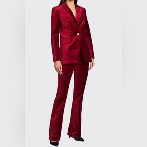 Veronica Beard Women's Dark Red Velvet Blazer & Trouser Suit